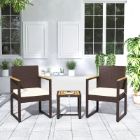 Outsunny Three-Piece Rattan Chair Set - White(m-8)