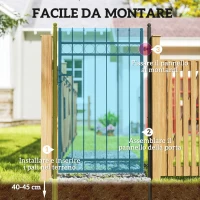 Outsunny Cancello Giardino a 2 Paletti con Maniglia, Lucchetto e 3 Chiavi, in Acciaio Zincato, 105x204 cm, Nero(m-6)