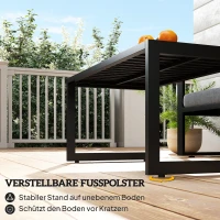 Outsunny Beistelltisch mit Latten-Design Balkontisch aus Aluminium Kaffeetisch wetterfest 90 x 50 x 42 cm Schwarz(m-7)