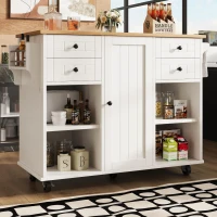 Îlot de cuisine moderne, espace de rangement multifonctionnel, 127×46×91,5 cm, Blanc(m-1)