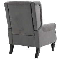 HOMCOM Ohrensessel im Vintage-Design, Lesesessel, Akzentsessel, Holzbeine, Knopfheftung, Grau + Schwarz(m-11)