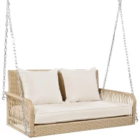 Dondolo da giardino dondolo Hollywood con cuscini di seduta e schienale rimovibili e lavabili, 2 posti, Beige(m-12)
