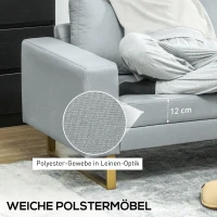 HOMCOM 3-Sitzer-Sofa, Couch mit Vollholzrahmen, Metallbeine, schlichtes Design, Hellgrau(m-5)