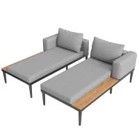 Lit de jour pour patio extérieur, lit double de loisirs avec étagère, 150x140x30 cm, Gris(m-12)