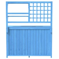 Armario de Jardín de Madera con Estantes Armario Exterior Multifuncional con Encimera Abierta 141,5x44x105 cm Azul(m-10)
