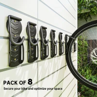 SPORTNOW 8 Pack Bike Rack, Wall Mounted Bicycle Hanger Hook, Foldable Garage Bike Wall Rack, Bicycle Storage Holder for Indoor Outdoor Use(m-4)