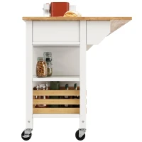 Isola da cucina moderna con lati pieghevoli, spazio di conservazione multifunzionale, 120×45×90 cm, Legno naturale e Bianco(m-12)
