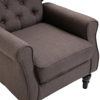 HOMCOM Ohrensessel Sessel mit Tufting, hoher Rückenlehne, Gepolstert Loungesessel mit abgerundeten Armlehnen, Holzbeine, für Schlafzimmer, Wohnzimmer, bis 160 kg, Braun(m-11)