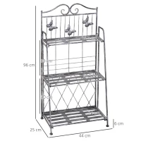 Outsunny 3 Tier Plant Stand Indoor Outdoor, Metal Plant Shelf Flower Display Rack for Potted Plants Garden Balcony Decor, 44 x 25 x 96 cm(m-3)
