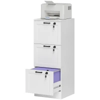 HOMCOM 3-Drawer Filing Cabinet with Lock - White(m-11)
