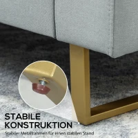 HOMCOM 2-Sitzer-Sofa, Couch mit Vollholzrahmen, Metallbeine, schlichtes Design, Hellgrau(m-4)