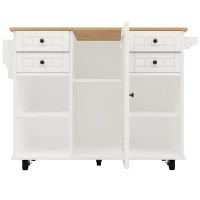 Îlot de cuisine moderne, espace de rangement multifonctionnel, 127×46×91,5 cm, Blanc(m-8)