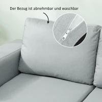 HOMCOM 2-Sitzer-Sofa, Couch mit Vollholzrahmen, Metallbeine, schlichtes Design, Hellgrau(m-6)