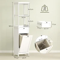 HOMCOM Tall Bathroom Cabinet, with Laundry Basket - White(m-3)