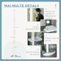 PawHut Ansamblu de Joacă Reglabil pentru Pisici 225-255 cm Alb(m-6)