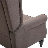HOMCOM Ohrensessel Sessel mit Tufting, hoher Rückenlehne, Gepolstert Loungesessel mit abgerundeten Armlehnen, Holzbeine, für Schlafzimmer, Wohnzimmer, bis 160 kg, Braun(m-12)