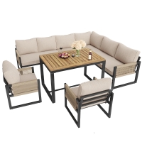Conjunto de Jardín para 7-8 Personas Diseño Modular con Cuerdas Beige
