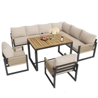 Conjunto de Jardín para 7-8 Personas Diseño Modular con Cuerdas Beige(m-1)