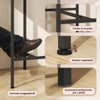 HOMCOM Arredamento Bar 3 Pezzi con Tavolo da Cucina e 2 Sgabelli da Bar in Legno e Acciaio, color Legno e Nero(m-6)