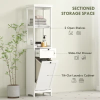 HOMCOM Tall Bathroom Cabinet, with Laundry Basket - White(m-4)