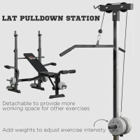 HOMCOM Adjustable Weight Bench with Pulley System, Incline Bench Press Set with Squat Rack, Leg Developer, Butterfly and Weight Storage, for Home Gym Full Body Workout(m-5)