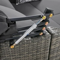 Ensemble de salon de jardin avec baldaquin réglable et 4 coussins, chaise longue de terrasse tout temps, 203×120×126 cm, Gris(m-5)