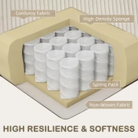 HOMCOM Three-Seater Corduroy Sofa - Cream White(m-4)