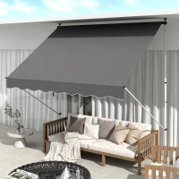 Outsunny Tenda da Sole 3x1.5 m a Bracci con Manovella, Struttura Telescopica in Metallo e Parasole in Poliestere(m-2)