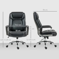 HOMCOM Ergonomic Office Chair, Heavy Duty Faux Leather Desk Chair with Tilt Function, Adjustable Height, 227kg 500LBS Swivel Computer Chair for Home Study, Black(m-3)