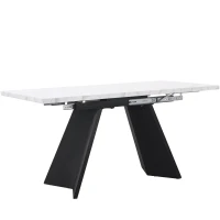 Masă de luat extensibilă, pentru living și birou de acasă, 159x74x77 cm, Alb+Negru(m-1)