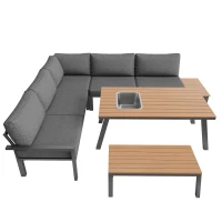 Set da giardino per 6-7 persone, set di mobili da giardino moderno, Grigio(m-13)