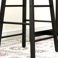 HOMCOM Ensemble table de bar avec tabourets, compartiments ouverts, étagère réglable et repose-pieds, chêne et noir(m-9)