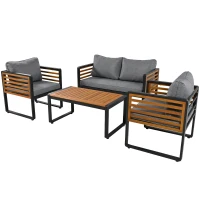 Ensemble de mobilier de jardin 4 pièces avec canapé 2 places, 2 fauteuils individuels et table, Gris Antique(m-11)