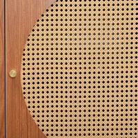 Scarpiera con Seduta per Ingresso e Soggiorno, Stile Vntage e Classica, Ante Scorrevoli in Rattan, 104x40x48 cm, Colore Noce(m-9)