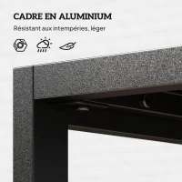 Outsunny Table basse extérieure avec plateau à lattes, cadre en aluminium, pour balcon, patio, terrasse, 90 x 50 x 42 cm, noir(m-5)