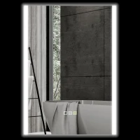 HOMCOM Specchio da Bagno con Luce LED a 3 Colori e Funzione Memory, in Vetro Temperato, 70x50x3 cm, Argento(m-10)