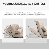HOMCOM 2-in-1 Bodensessel, Rückenlehne, Verstellbar, 102 x 73 x 60 cm, Beige(m-4)