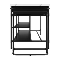 Isola cucina con spazio di conservazione e piano estraibile, design multifunzionale, Nero e Bianco(m-12)