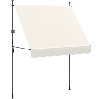 Outsunny Toldo Manual Retráctil 200x120x210-310 cm para Balcón y Terraza con Altura Ajustable con Manivela Crema