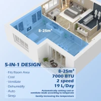 Aparat portabil de aer condiționat HOMCOM de 7.000 BTU(m-4)