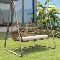 Dondolo da giardino per 2 persone, 141×109×143 cm, Beige(m-1)