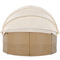 Ensemble de fauteuils de jardin-lounge, île ensoleillée avec baldaquin rétractable et plateau de table relevable, Beige(m-18)