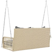 Balancelle de jardin, balancelle Hollywood avec coussins de siège et de dossier amovibles et lavables, 2 places, 113x54x53 cm, Beige(m-11)