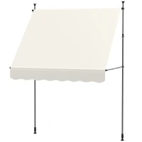 Outsunny Toldo Manual Retráctil 2x1,2 m Toldo Exterior Enrolável Altura Ajustável com Manivela 210-310 cm Proteção UV30+ Creme(m-11)