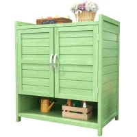 Armadio da giardino in legno, armadio per attrezzi con tre scomparti, 87,7×40×70,2 cm, Verde(m-2)