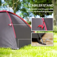Outsunny Campingzelt für 3 Personen leicht, stabil wasserdicht UV 50+ mit Vordach Tür Fenster, Bodenplane Grau(m-6)
