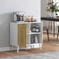 HOMCOM Credenza Moderna con Armadietto e Vano Portaoggetti, in Legno, 80x39x76 cm, Bianco(m-8)