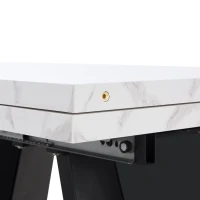 Masă de luat extensibilă, pentru living și birou de acasă, 159x74x77 cm, Alb+Negru(m-10)