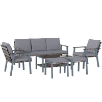Outsunny Six-Piece Rattan Garden Sofa Set - Grey(m-1)
