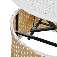 Ensemble de fauteuils de jardin-lounge, île ensoleillée avec baldaquin rétractable et plateau de table relevable, Beige(m-10)